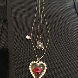 Betsey Johnson Necklace w/Heart & Marilyn Kiss Lip